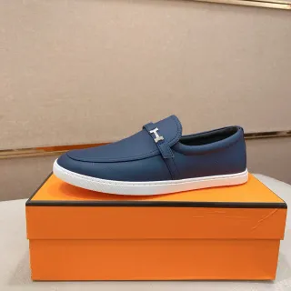 Hermès Chypre Loafer 海军蓝 颗粒皮 套脚乐福鞋