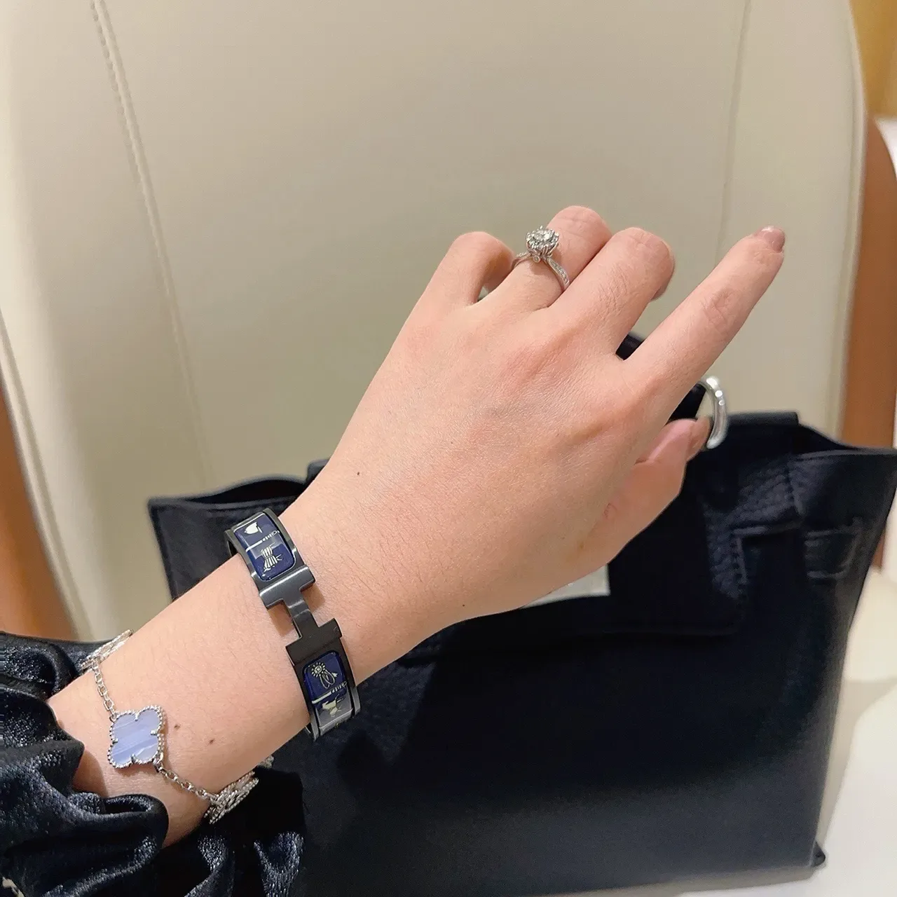 Hermès Clic H Black Blue Enamel-Inlaid Bracelet 5
