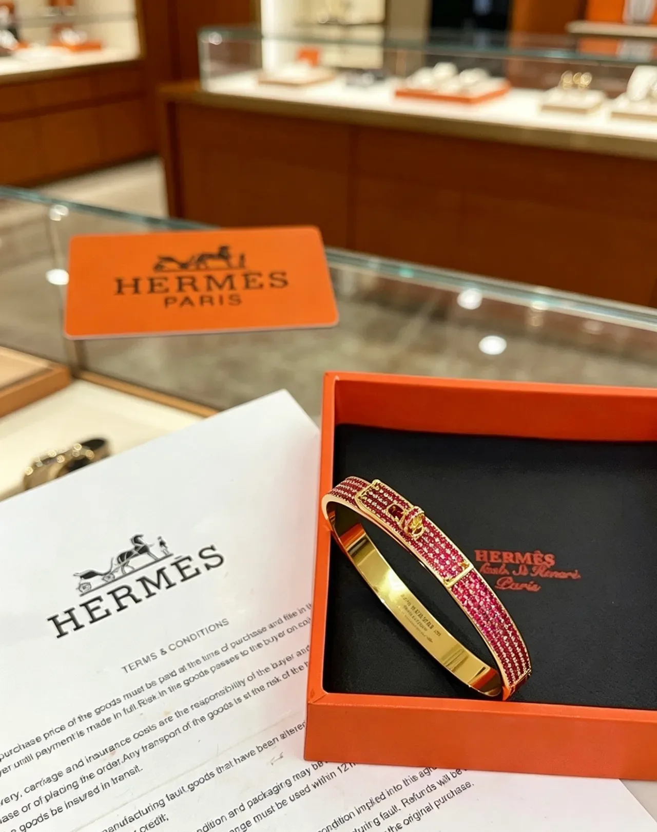 Hermès Constance Pavé Pink Gemstone Gold-Tone Bracelet 2