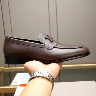 Hermès H-Loafer 棕色 Saffiano 皮革 乐福鞋