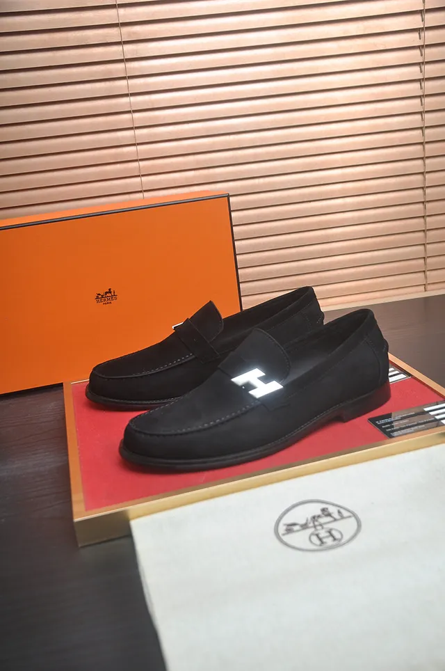 Hermès H Logo Loafer Black Suede Men's Loafers 4