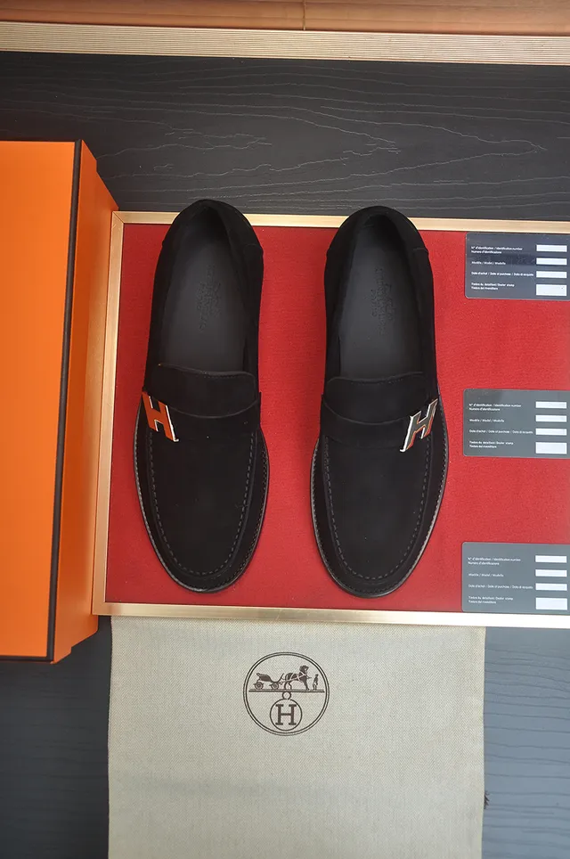 Hermès H Logo Loafer Black Suede Men's Loafers 5