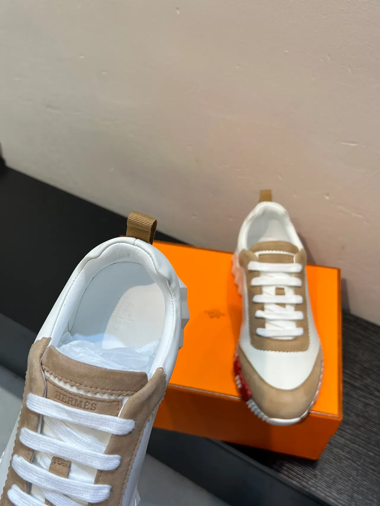 Hermès H-Ride sneakers lifestyle blanc et beige 7