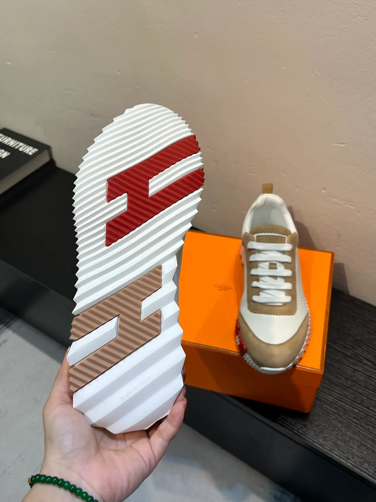 Hermès H-Ride sneakers lifestyle blanc et beige 9