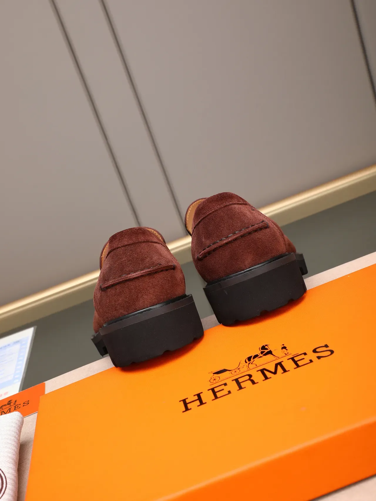 Hermès Loafer Brown Black Suede Upper Horsebit Buckle Loafer 3