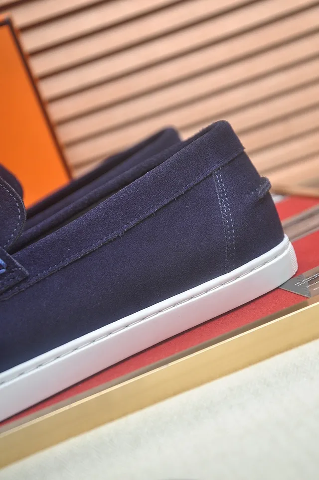 Hermès Ante Azul Marino Blanco Correa en Forma de H Loafer 9