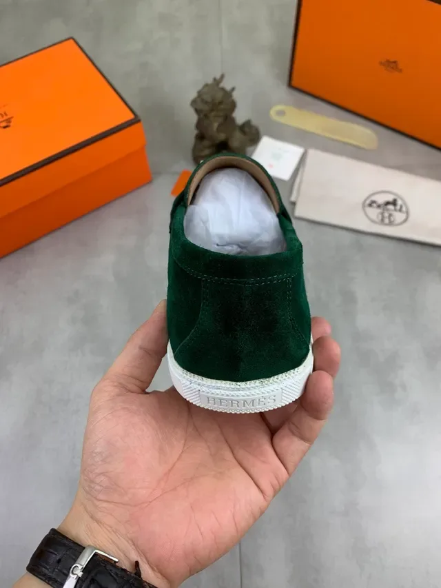Hermès Oran Green Suede H-Buckle Loafer 3