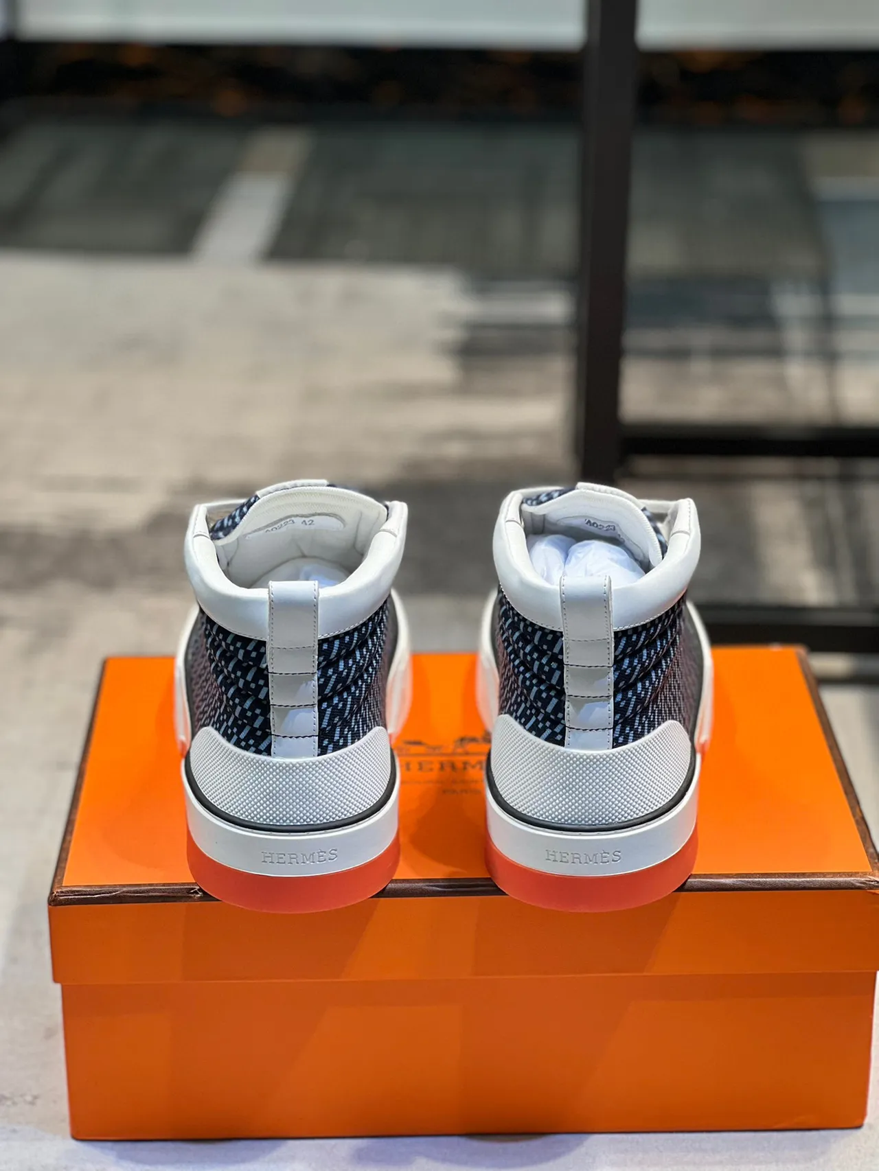 Hermès Oran High Top Navy and White Lifestyle Sneakers 2