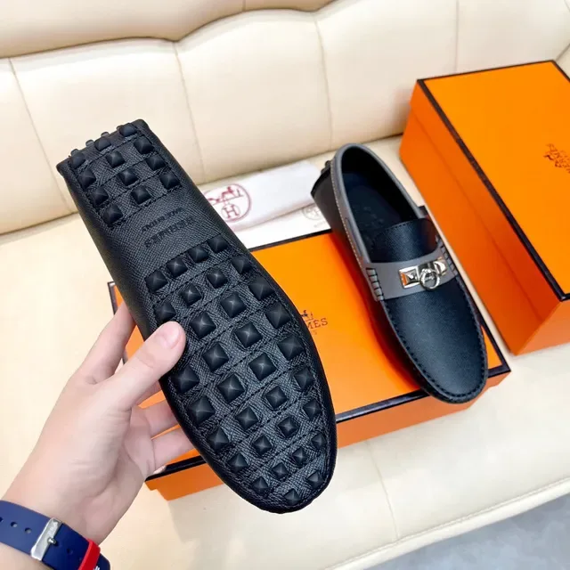 Hermès Oran Loafer Black and Gray Leather Loafers 2