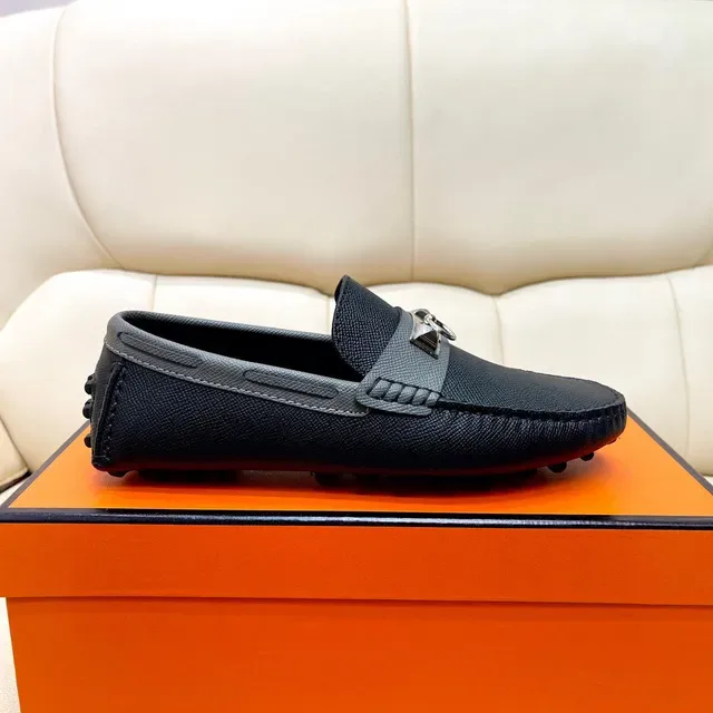 Hermès Oran Loafer Black and Gray Leather Loafers 3