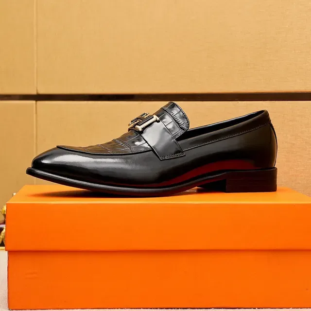 Hermès Oran Loafer أسود جلد تمساح مطبوع هبوكल 5