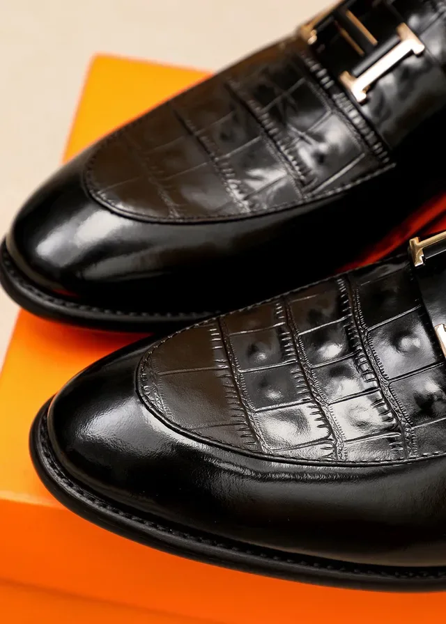 Hermès Oran Loafer أسود جلد تمساح مطبوع هبوكल 8