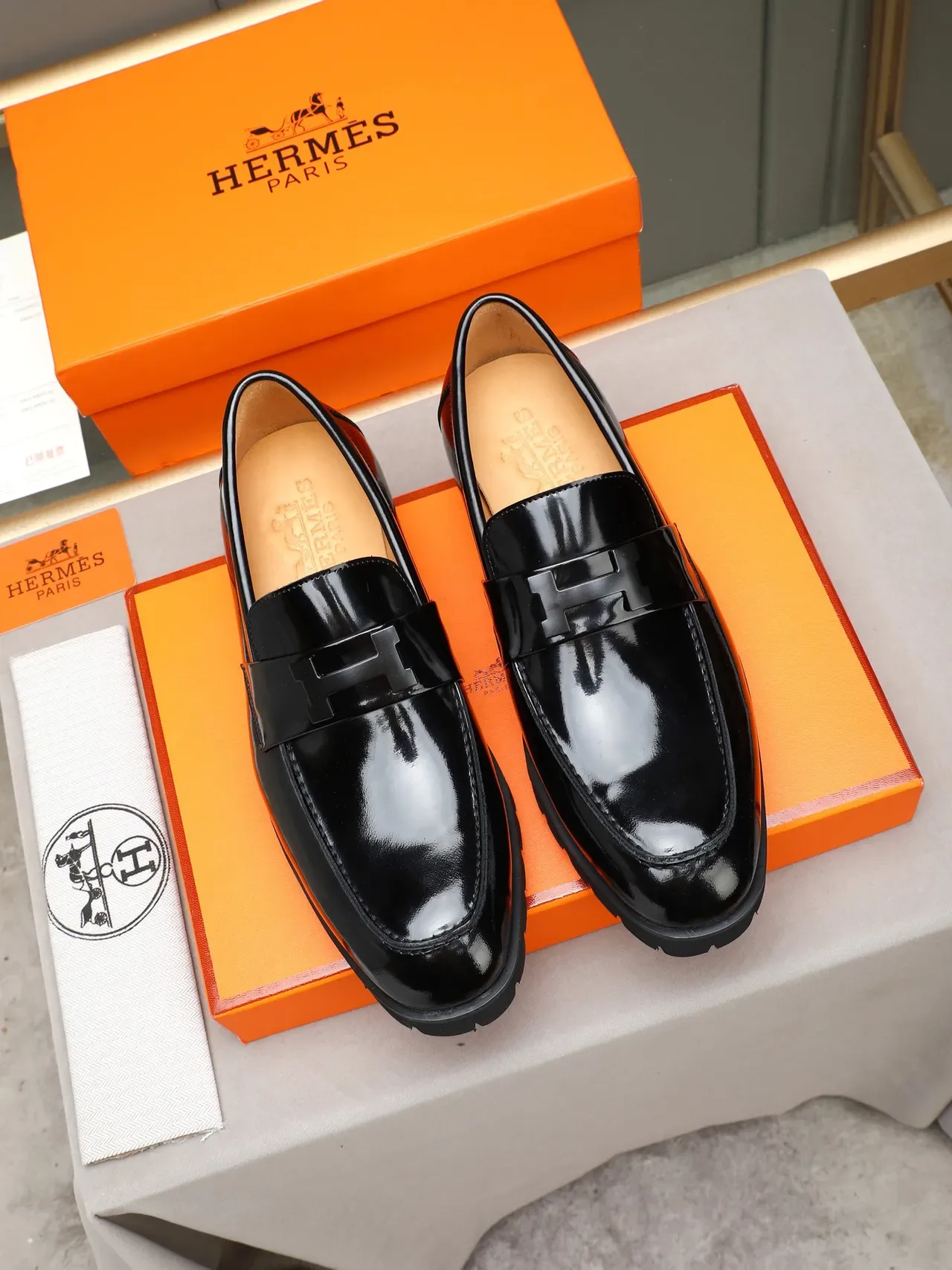 Hermès Oran Loafer Black Patent Leather Slip-On Loafers 2