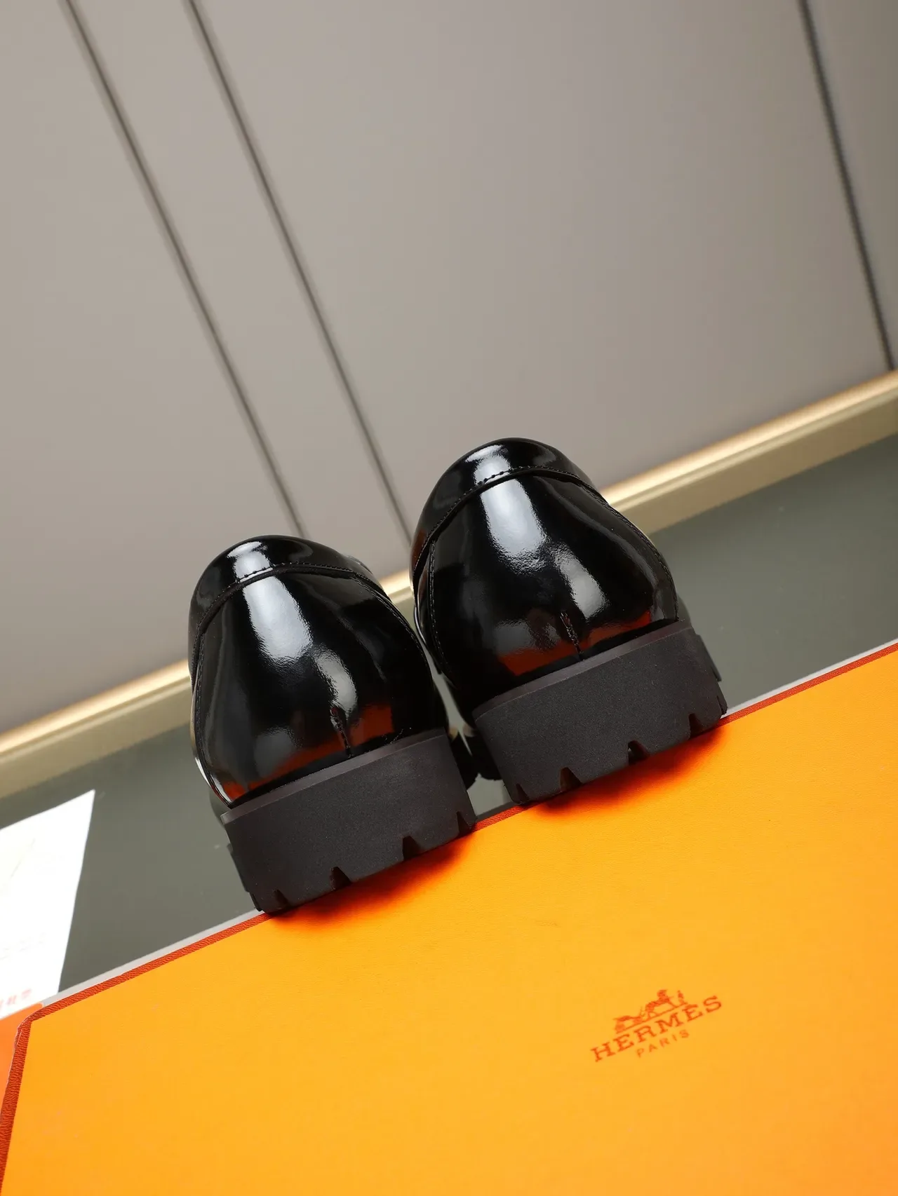 Hermès Oran Loafer Black Patent Leather Slip-On Loafers 3