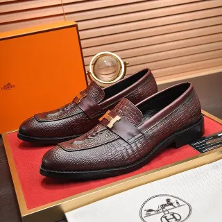 Hermès Oran Loafer বাদামী কুমির-এমবসড চামড়া লোফার