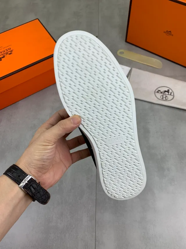 Hermès Oran নেভি হোয়াইট সুয়েড মেটাল এইচ-বাকেল হার্ডওয়্যার লোফার 2