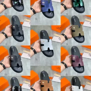 Hermès Oran Slide 黑色漆皮拖鞋