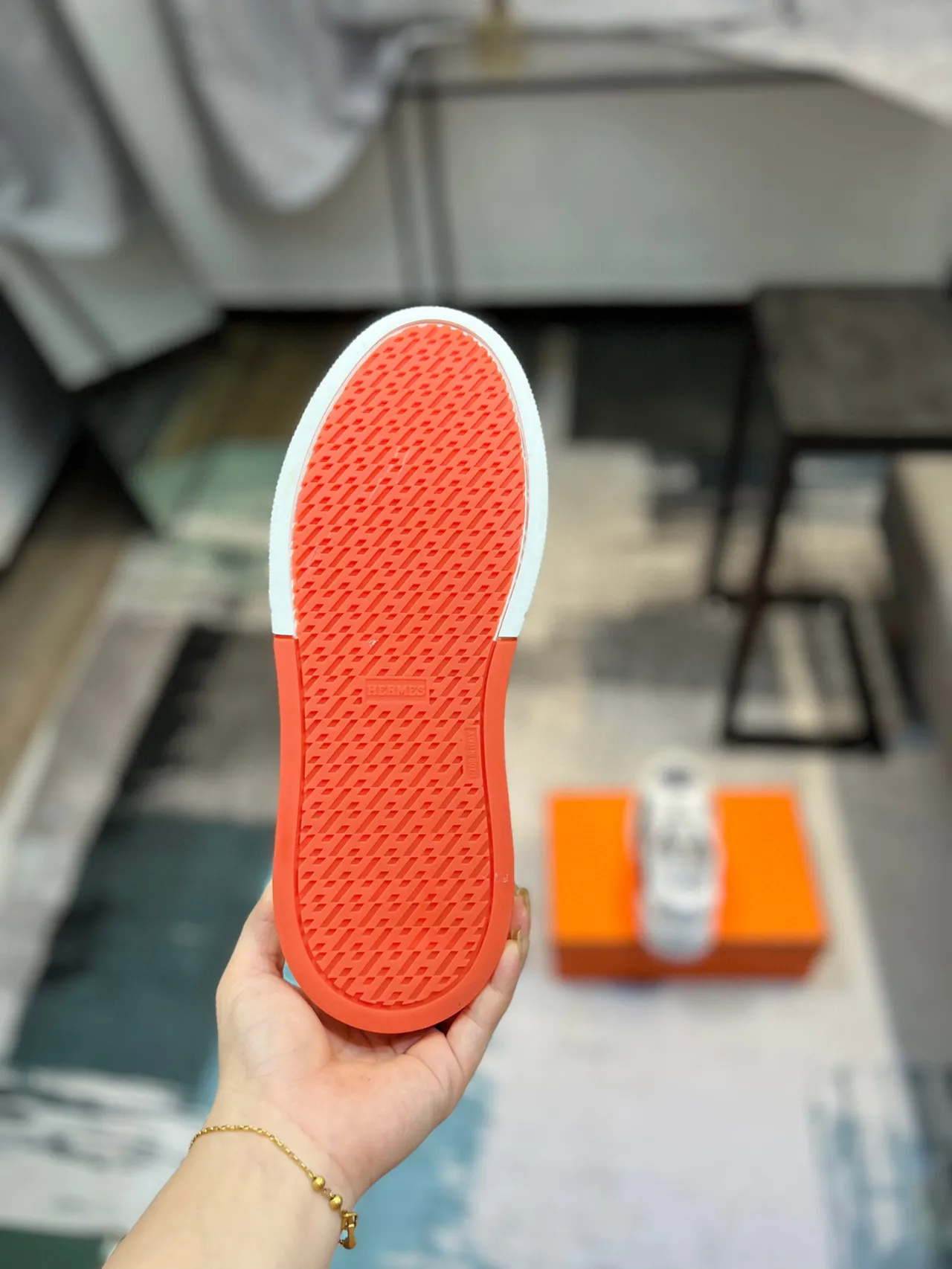 Hermès 黑白几何图案生活方式运动鞋 9