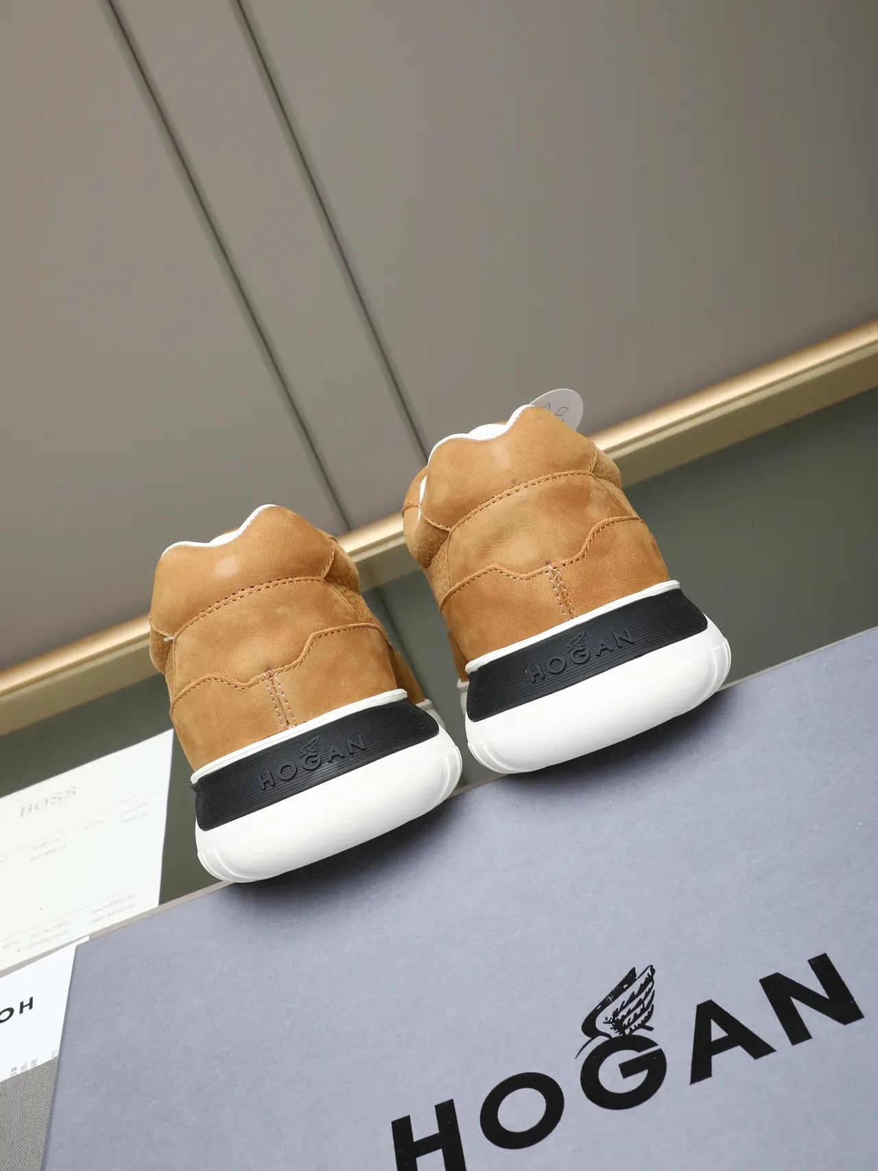Hogan Beige White Suede Upper H-Stitched Side Panel Lifestyle Sneakers 3