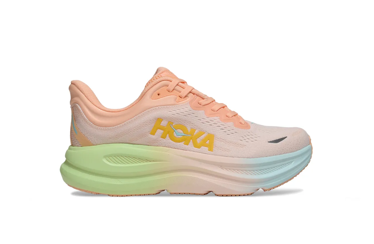 Hoka Beige Pink Engineered Knit Upper Gradient Midsole Running Shoes 2