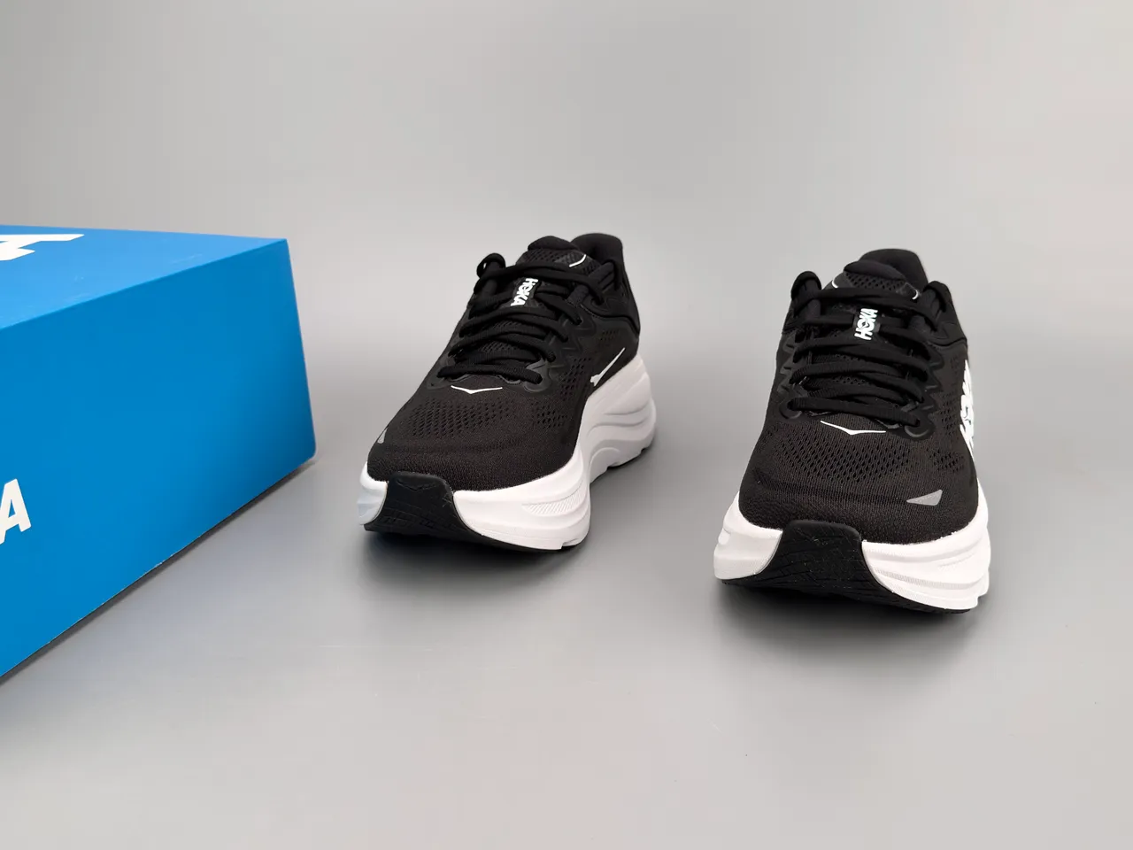 Hoka Black White Engineered Mesh Upper Oversized Midsole Running Shoes 3