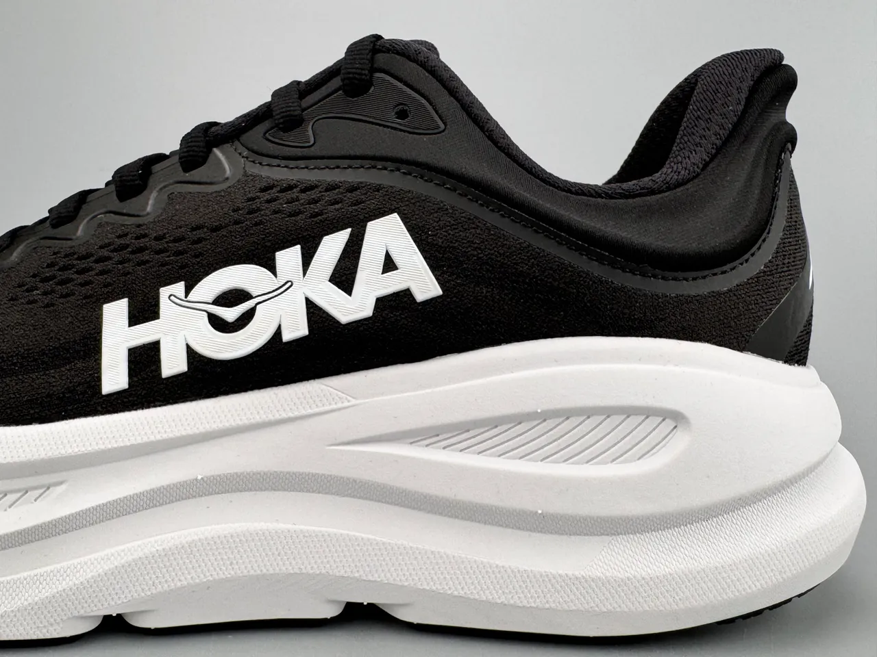 Hoka Black White Engineered Mesh Upper Oversized Midsole Running Shoes 7