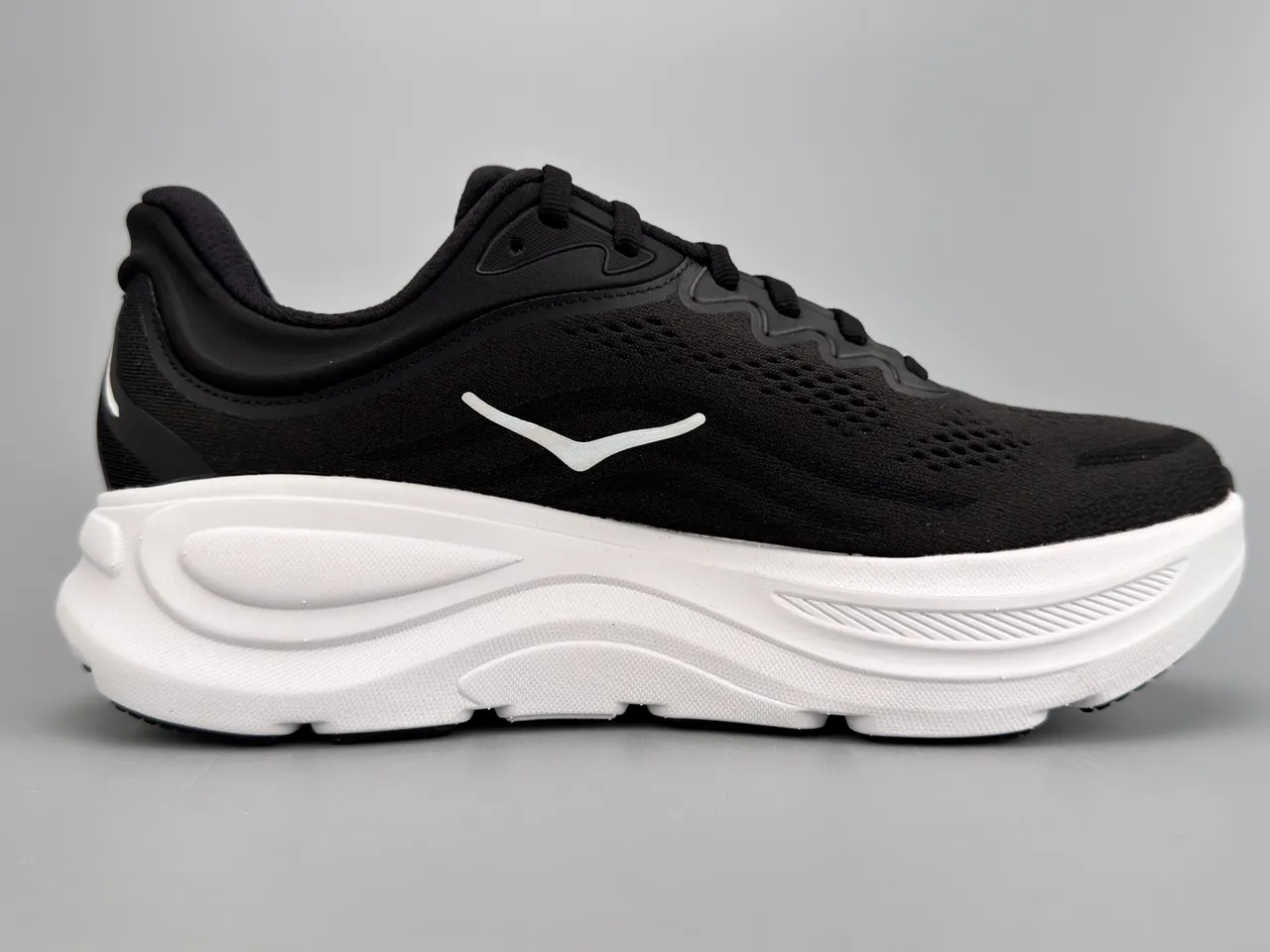 Hoka Black White Engineered Mesh Upper Oversized Midsole Running Shoes 10