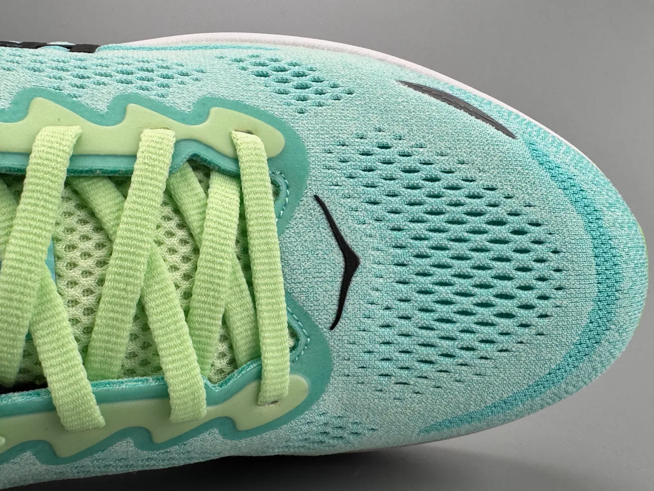Hoka Blue Green Engineered Knit Upper Thick White Midsole Running Shoes 2