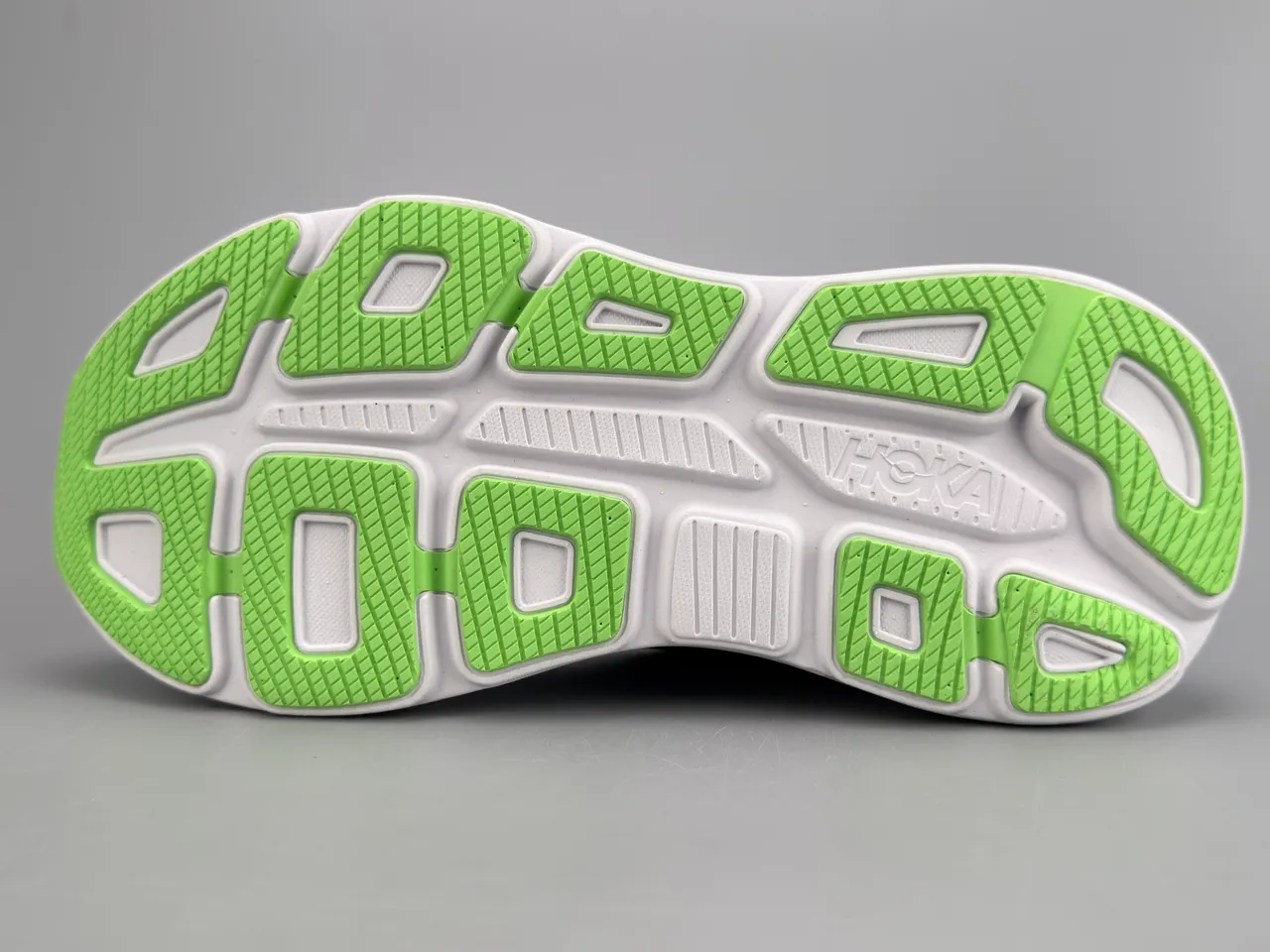 Hoka Blue Green Engineered Knit Upper Thick White Midsole Running Shoes 5