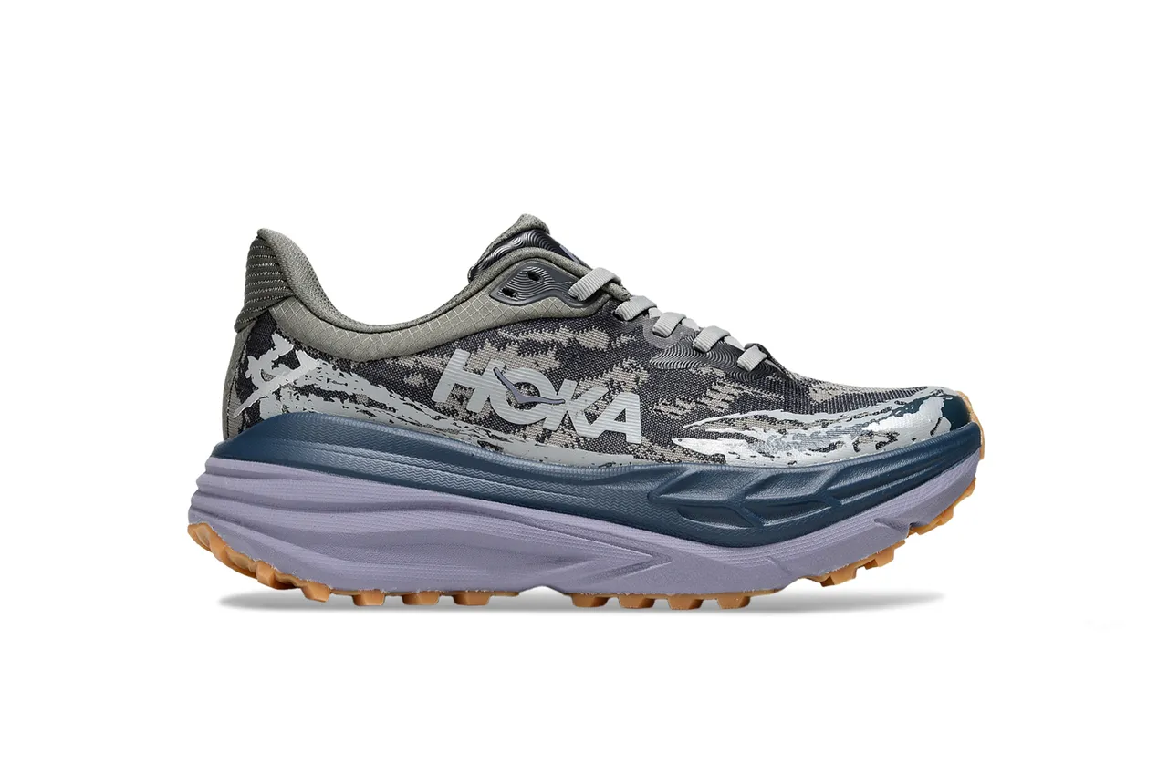 Hoka Speedgoat Gris Púrpura Suela Media Oversized con Amortiguación Parte Superior con Impresión Camo en Knit Zapatillas de Running 2