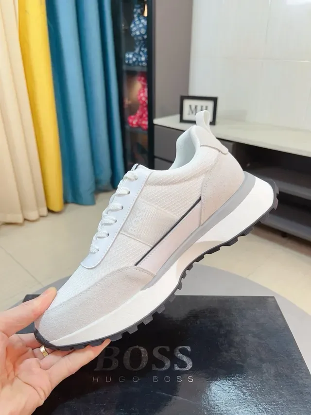 Hugo Boss 米色黑色 分层网布和麂皮鞋面 色调品牌 生活方式运动鞋 4