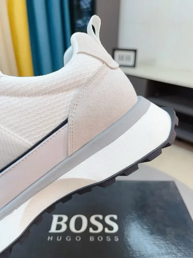Hugo Boss 米色黑色 分层网布和麂皮鞋面 色调品牌 生活方式运动鞋 6