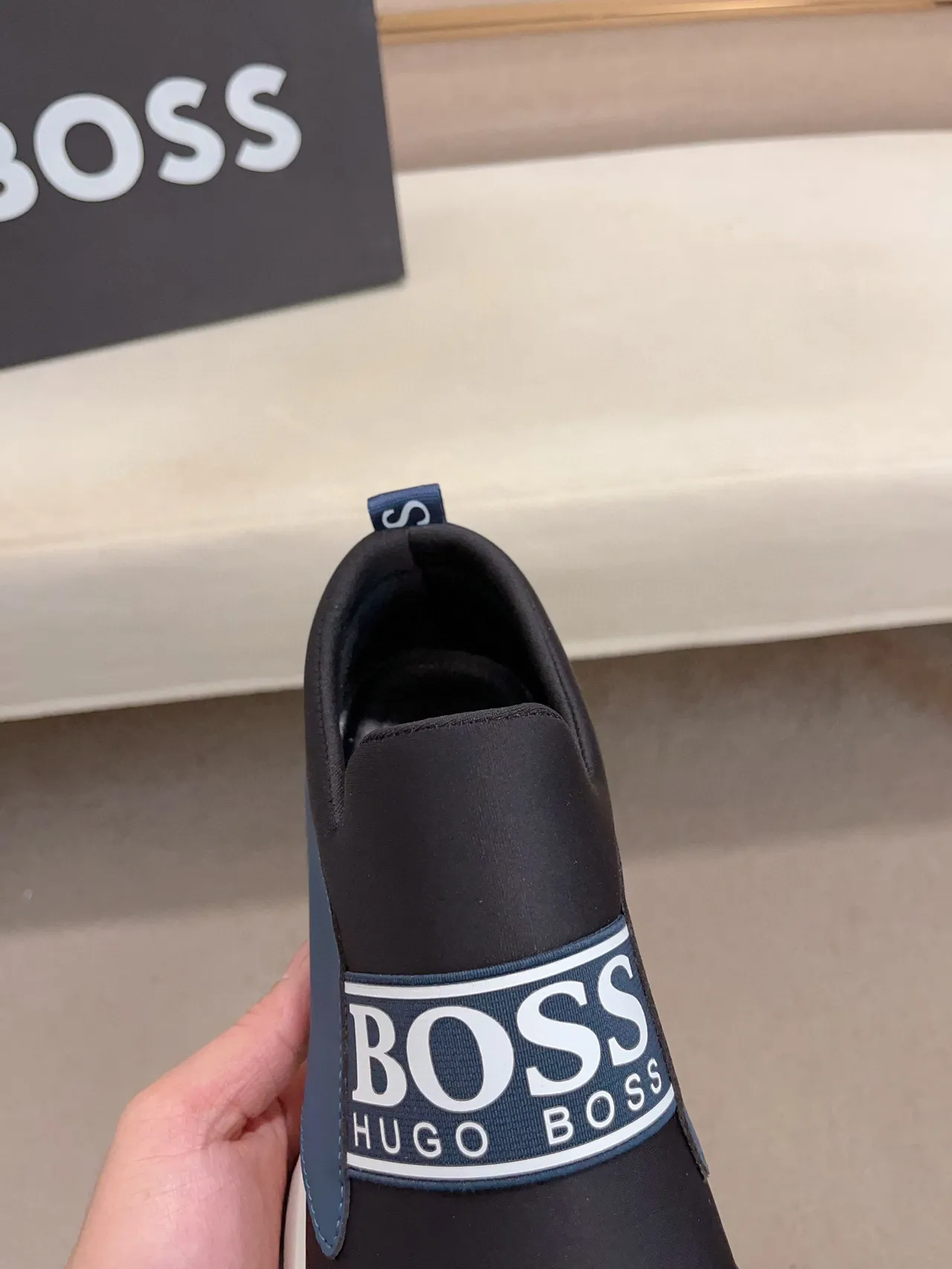 Hugo Boss Black Navy Slip-On Construction Elasticated Collar Lifestyle Sneakers 6