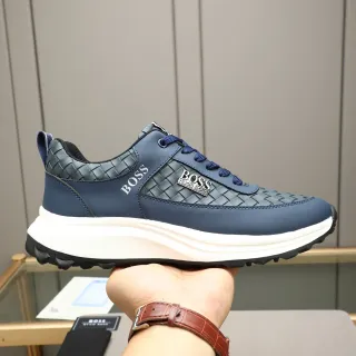 Hugo Boss Zapatillas lifestyle de cuero trenzado navy y gris