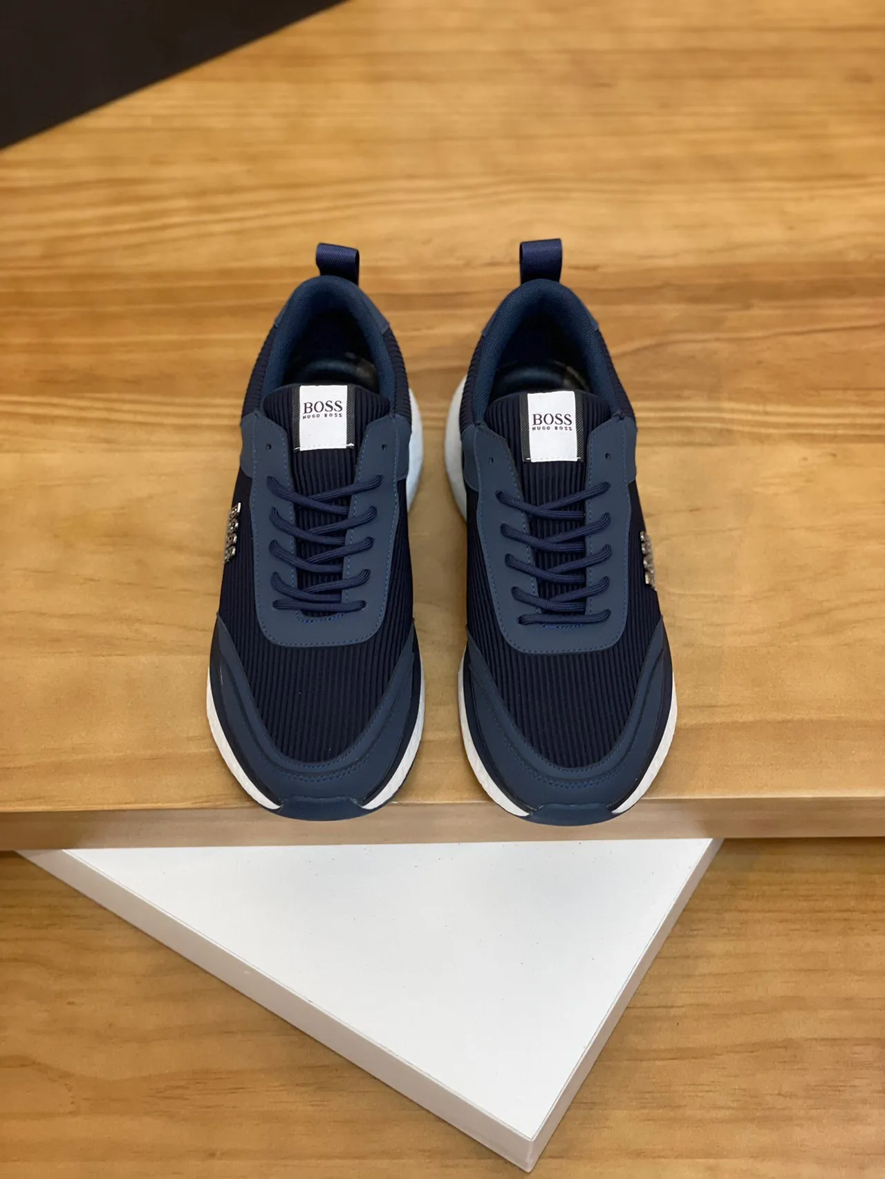 Hugo Boss নেভি রিবড নিট লাইফস্টাইল স্নিকার 3