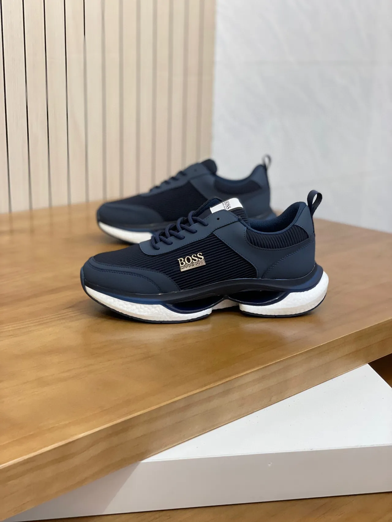 Hugo Boss নেভি রিবড নিট লাইফস্টাইল স্নিকার 5