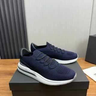 Hugo Boss 海军蓝白色针织袜式鞋面集成系带系统运动鞋