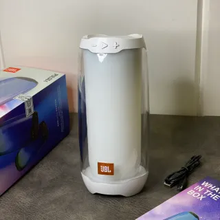 JBL White Transparent Cylindrical Portable Speaker