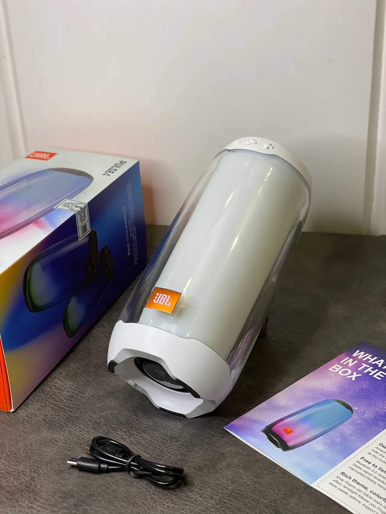JBL White Transparent Cylindrical Portable Speaker 8