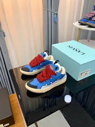 Lanvin Runner নীল লাল মোটা সোল বুনো লেস লাইফস্টাইল স্নিকার 4