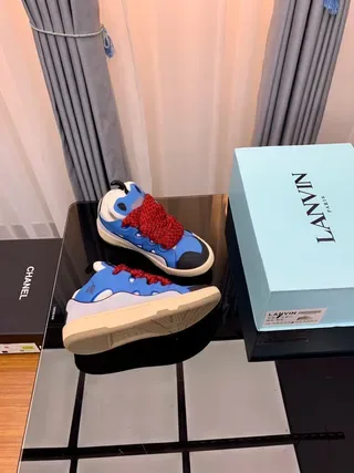 Lanvin Runner নীল লাল মোটা সোল বুনো লেস লাইফস্টাইল স্নিকার 6