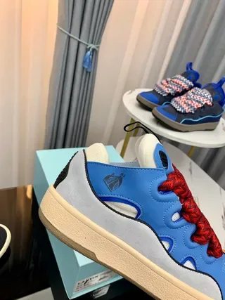 Lanvin Runner নীল লাল মোটা সোল বুনো লেস লাইফস্টাইল স্নিকার 7