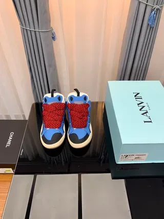 Lanvin Runner নীল লাল মোটা সোল বুনো লেস লাইফস্টাইল স্নিকার 8