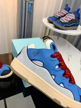 Lanvin Runner নীল লাল মোটা সোল বুনো লেস লাইফস্টাইল স্নিকার 9