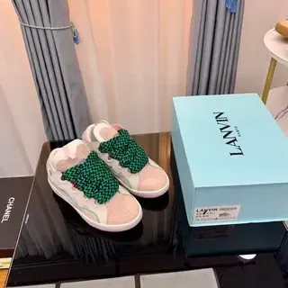Lanvin सफेद हरा बिना लेस जिगजैग पट्टी लाइफस्टाइल स्नीकर