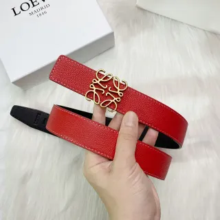 Loewe Anagram أحمر أسود مطبق حبيباتي ذهبي اللون بكل حزام جلد