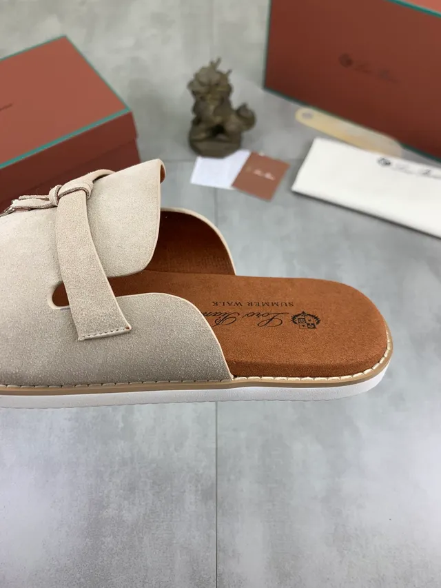 Loewe Negro Beige Sandalia Abierta Cuero Superior Deslizante 5