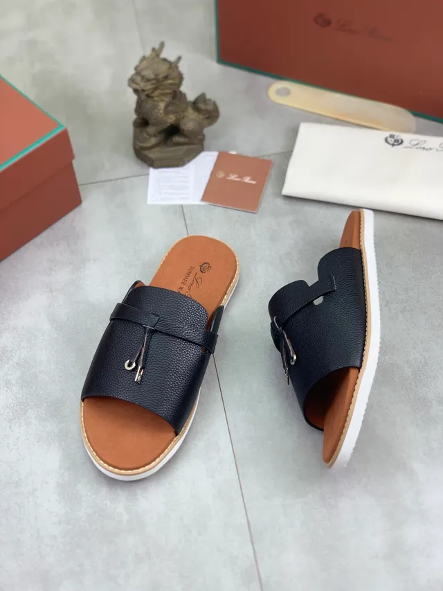 Loewe Negro Beige Sandalia Abierta Cuero Superior Deslizante 9