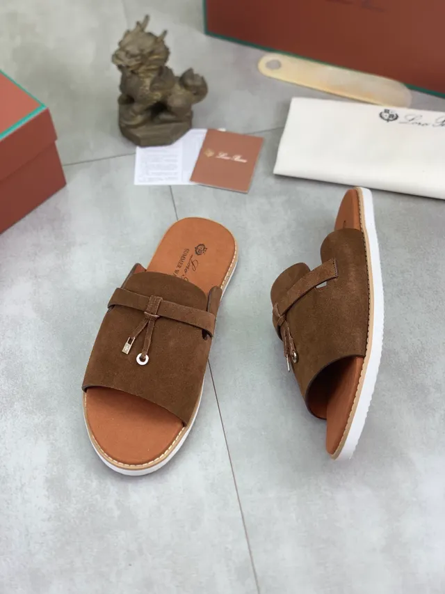 Loewe Negro Beige Sandalia Abierta Cuero Superior Deslizante 11