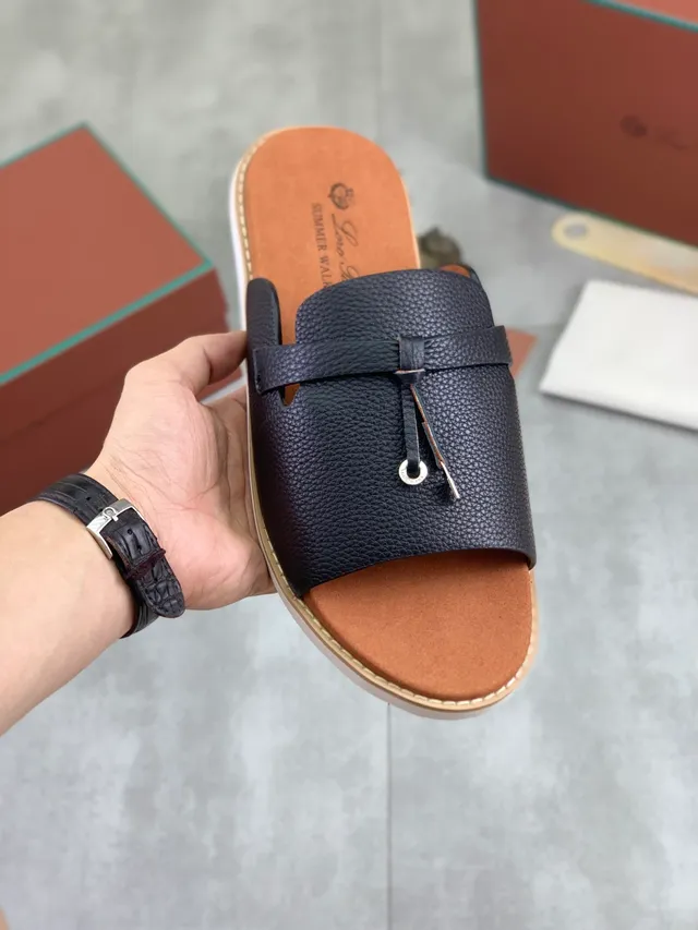 Loewe Negro Beige Sandalia Abierta Cuero Superior Deslizante 14